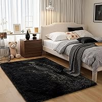 Vista 11 de junovo Alfombra de área lavable y antideslizante, alfombras de área pequeñas y esponjosas, alfombra peluda para sala de estar, alfombra suave