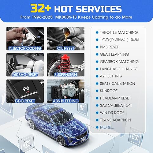 Miniatura 7 de Autel Escáner MaxiCOM MK808S-TS OBD2: 2025 Actualizado de MK808BT PRO, MK808TS MX808TS TS601 con prueba bidireccional, 32 servicios 150 marcas, TPMS