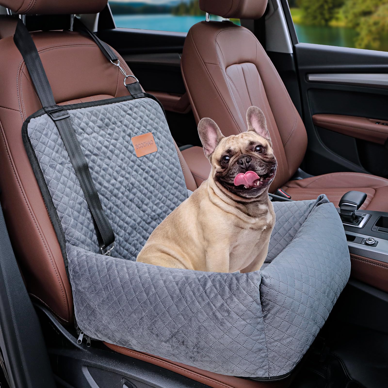 Dog Car Seat Pet Booster Seat Pet Travel Safety Car Seat,The Dog seat Made is Safe and Comfortable, and can be Disassembled for Easy Cleaning (Gray)