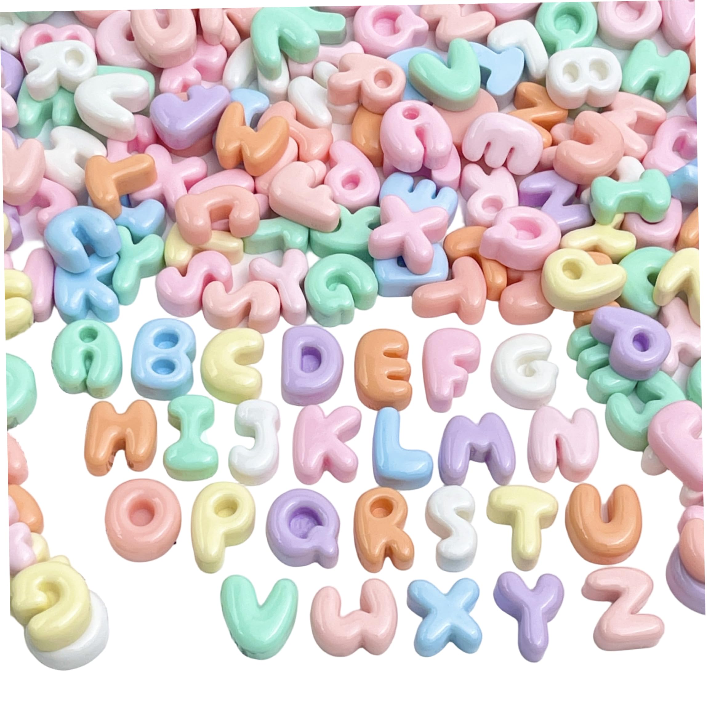 Takingup Resin Letters, 50Pcs Resin Letters for Crafts, Mini Bubble Letter Charm- Assorted Macaron Colors, 9-13mm Flatback Alphabet Accessories - Bubble Letter Beads