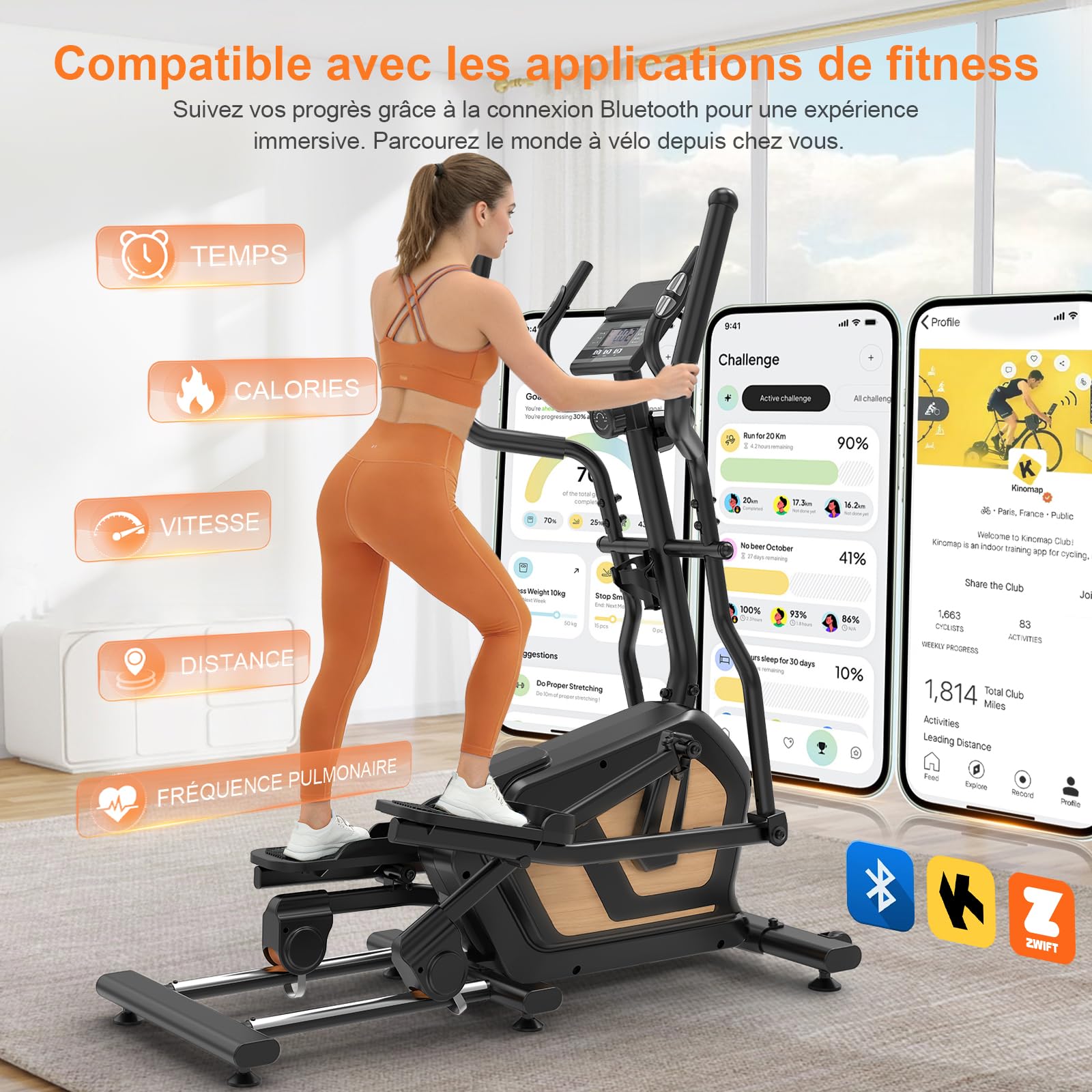 Neezee Vélo Elliptique d'Appartement, 16 Niveaux, Roue d'Inertie 10kg