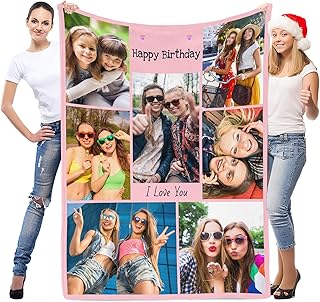 LNM Personalised Blanket Adult, Personalised Photo Blanket, Customised Blankets with Photo, Custom Picture Blankets, Birthday Gifts for Women