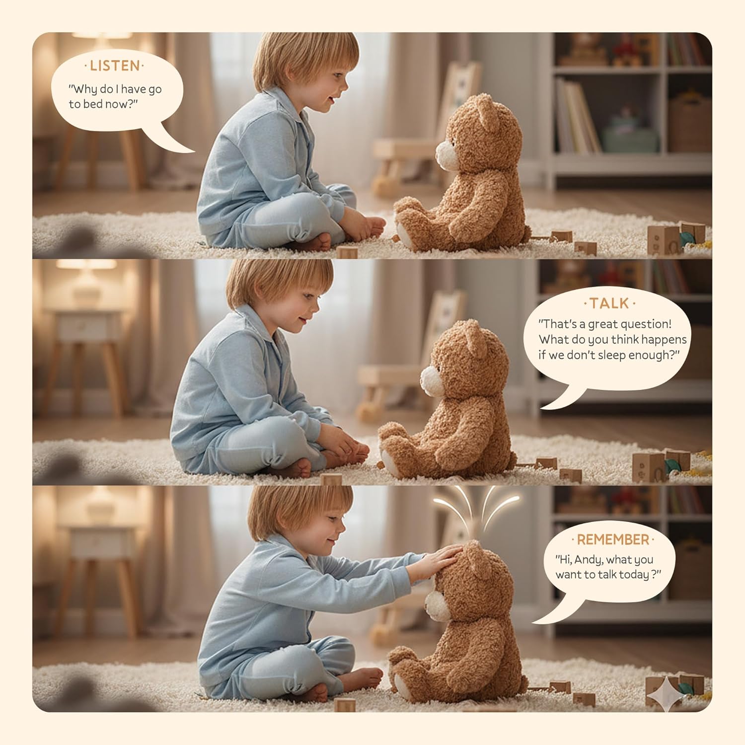 AI Talking Teddy Bear for Kids, Smart Interactive Plush Toy Powered by ChatGPT, Real-Time Chat, Memory & Voice Response, Safe Soft Gift for Boys & Girls Ages 3–9