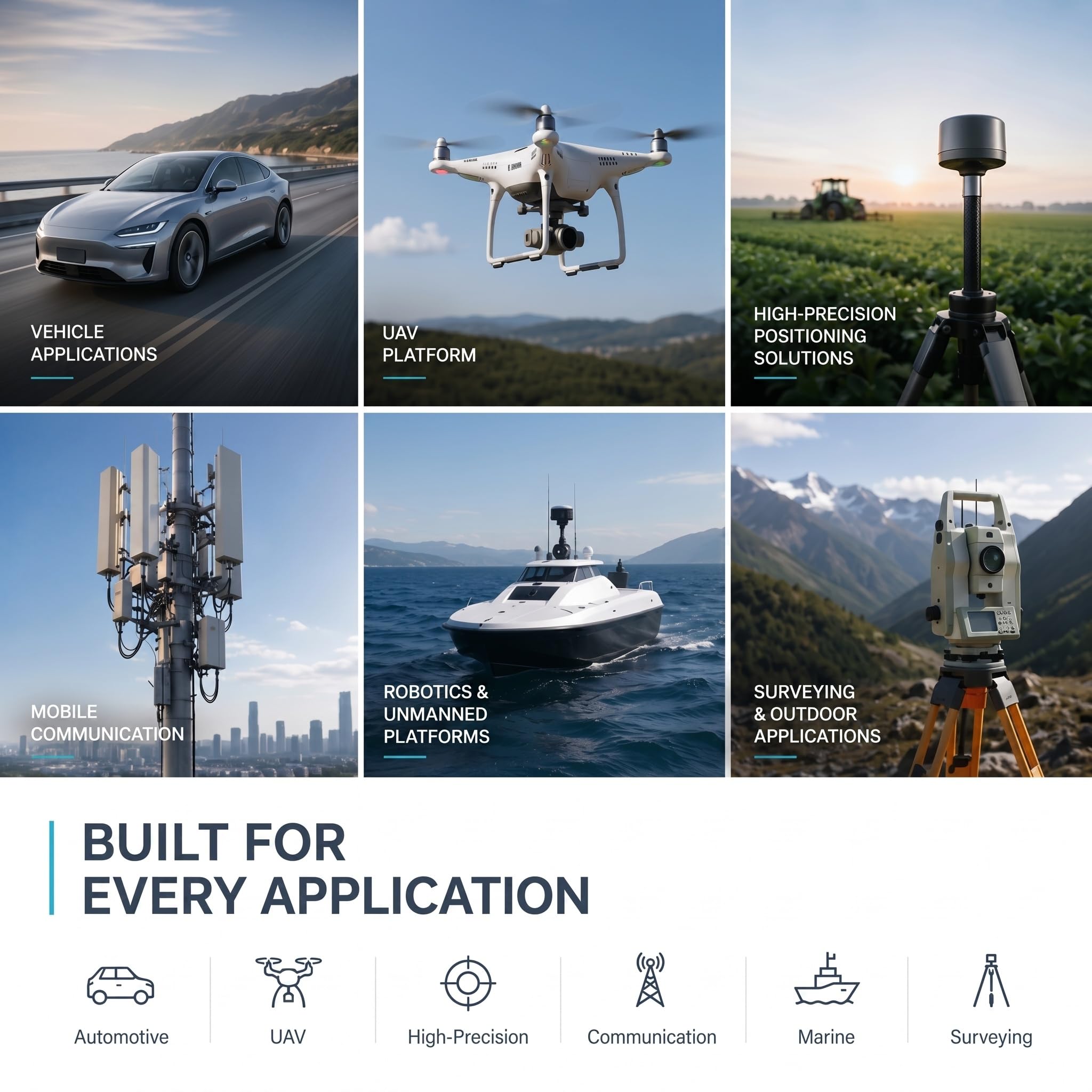Antenne GNSS Active Multi‑Bandes quadrifilaire, positionnement Haute précision L1/L2/L5, connecteur SMA, Compatible Multi‑GNSS, pour Drones et appareils de cartographie Portables.