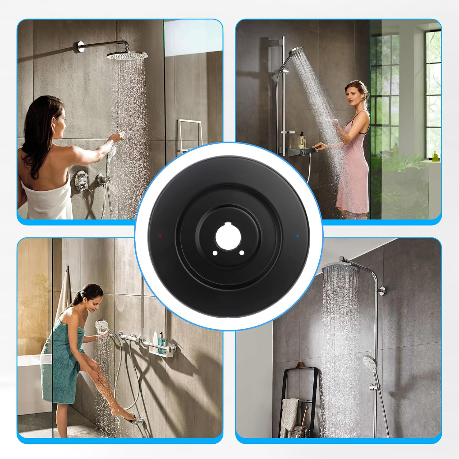 16090 Escutcheon Plate Replacement Compatible with Moen Chateau Collection | Matte Black Shower Handle Cover Plate for One-Handle Tub and Shower Faucets, with 2 Screws
