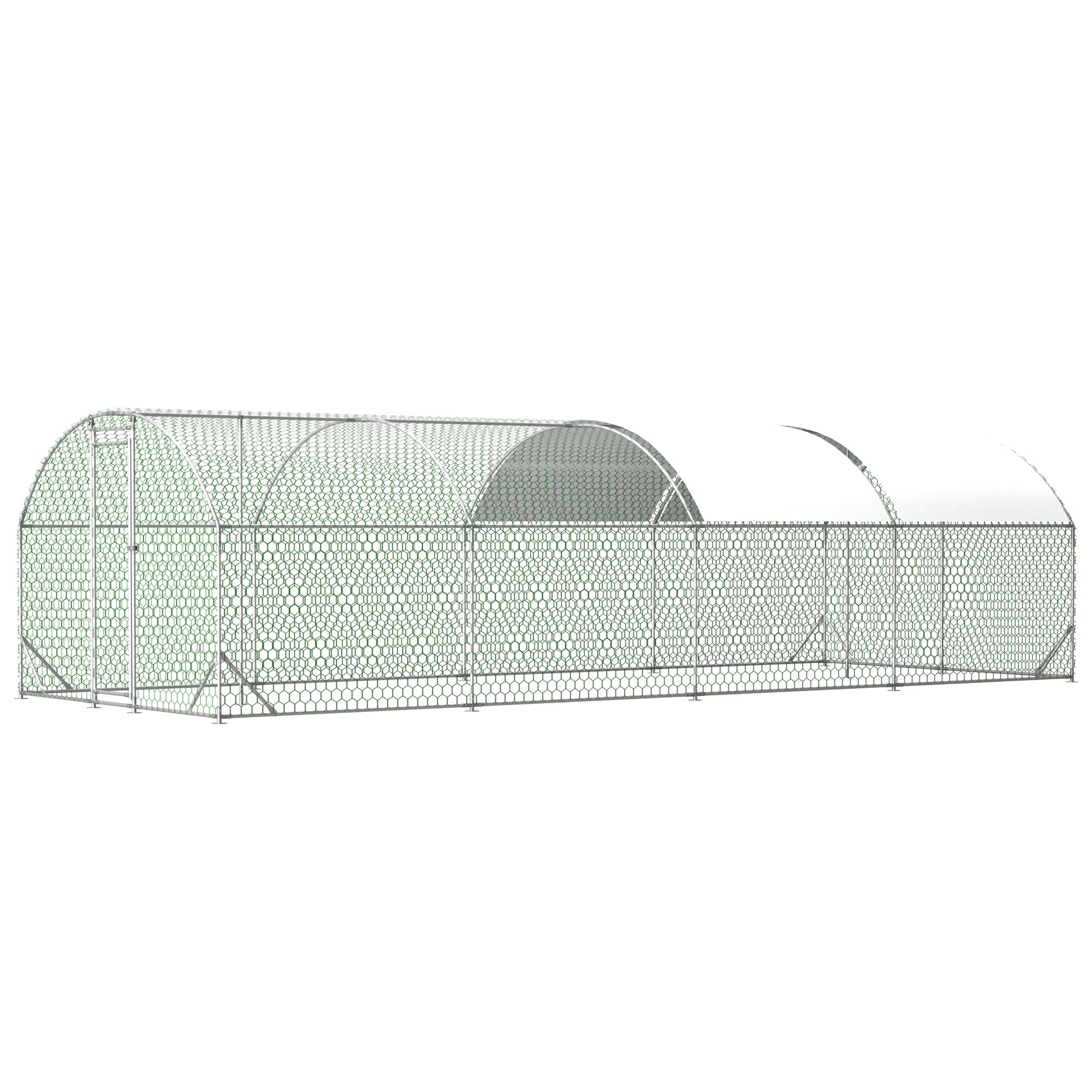 Belinova Large Metal Chicken Coop, Walk-in Chicken Run Cages with Waterproof and Anti-Ultraviolet Cover for Outside(10' L x 26 W x 6.56' H) Dome Top