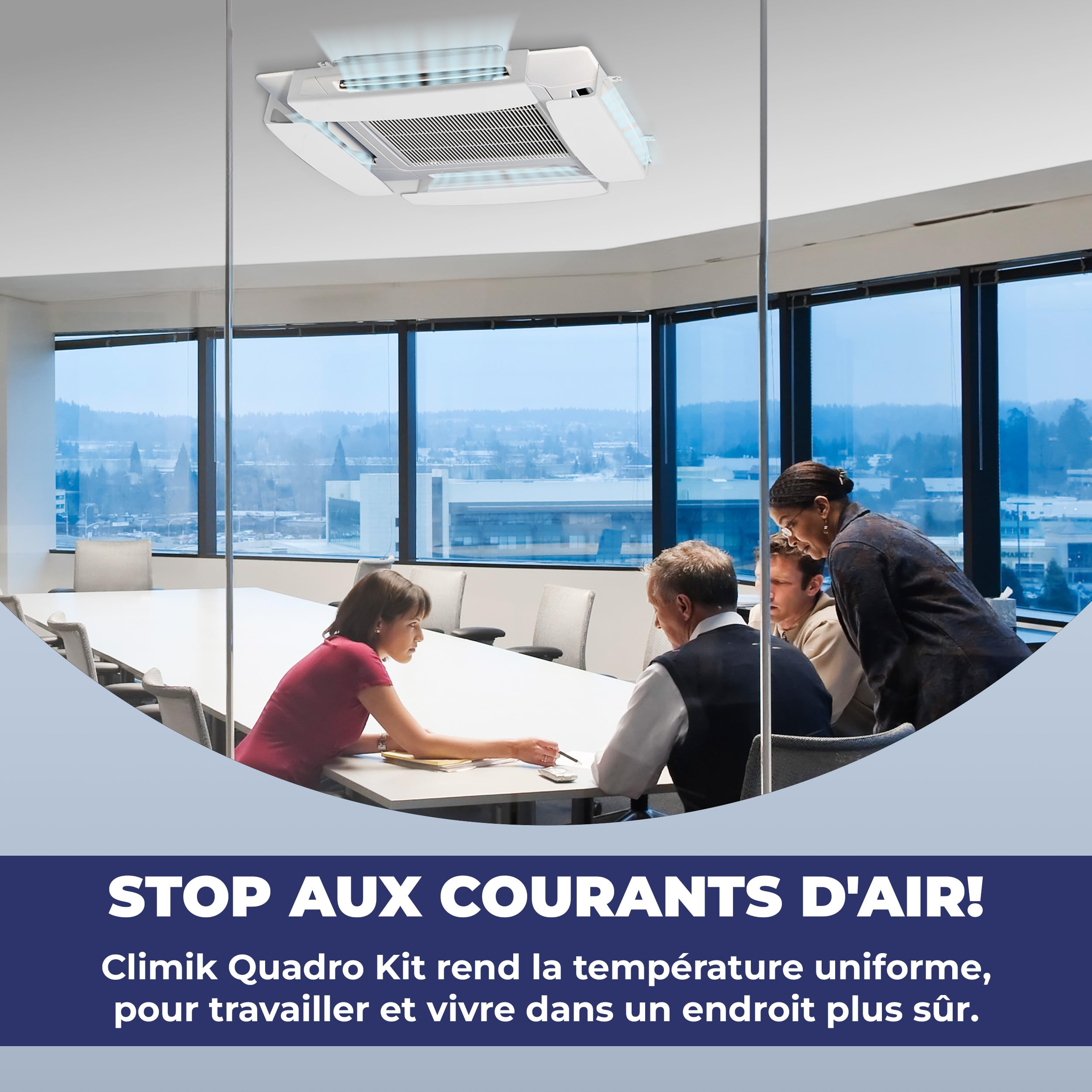 Quadro Deflecteur Climatisation De Plafond - KIT de 4 Déflecteurs Pour Climatiseurs à cassette - Facile à Installer - Blanc, Made in Italy