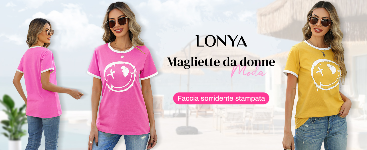 WIEIYM Maglietta da donna girocollo con sorriso