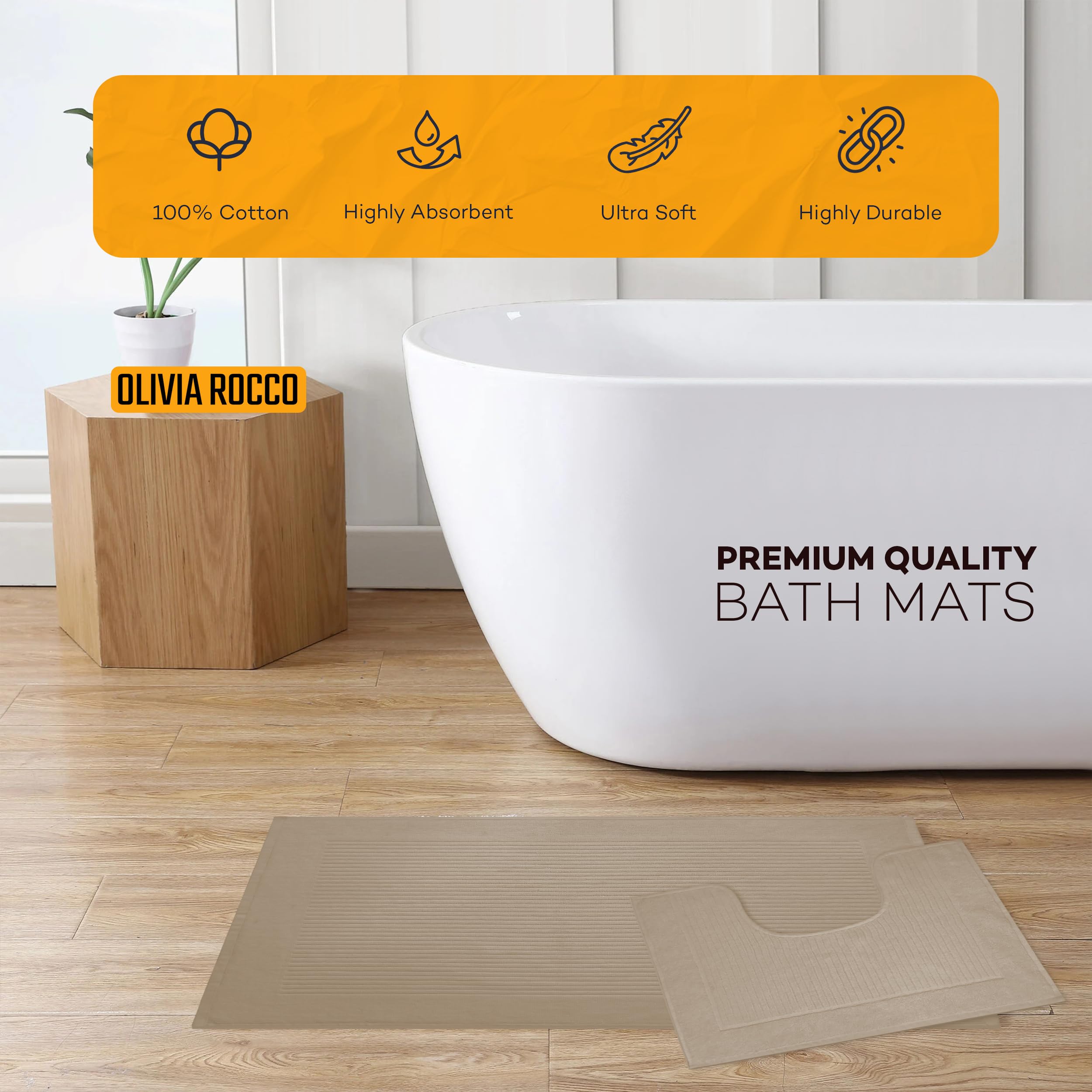 Olivia Rocco Monaco 2 Piece Bath Mat & Pedestal Set - Image 2