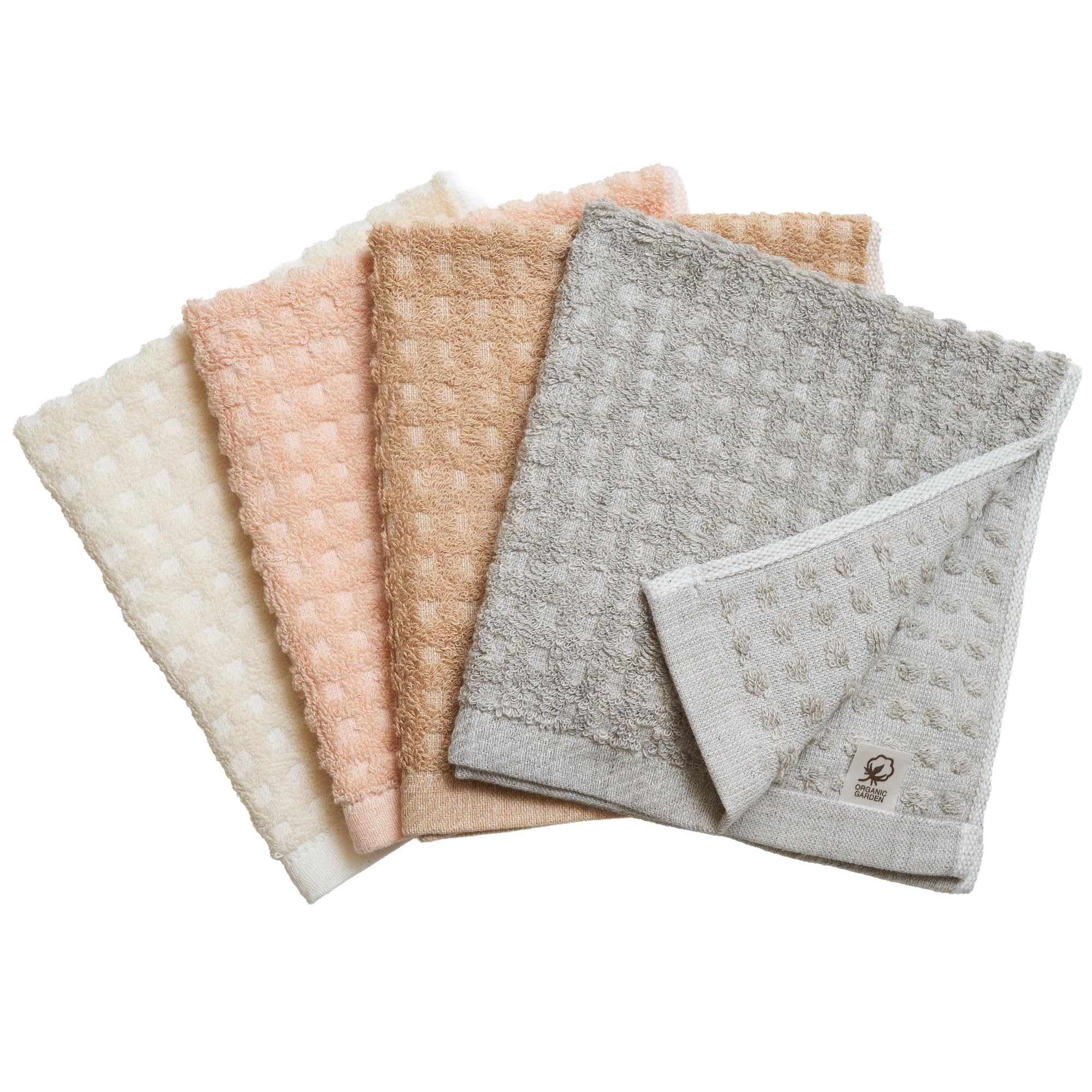 Imabari Organic Cotton Waffle Hand Towel Set of 4 Earth Dyed Japan