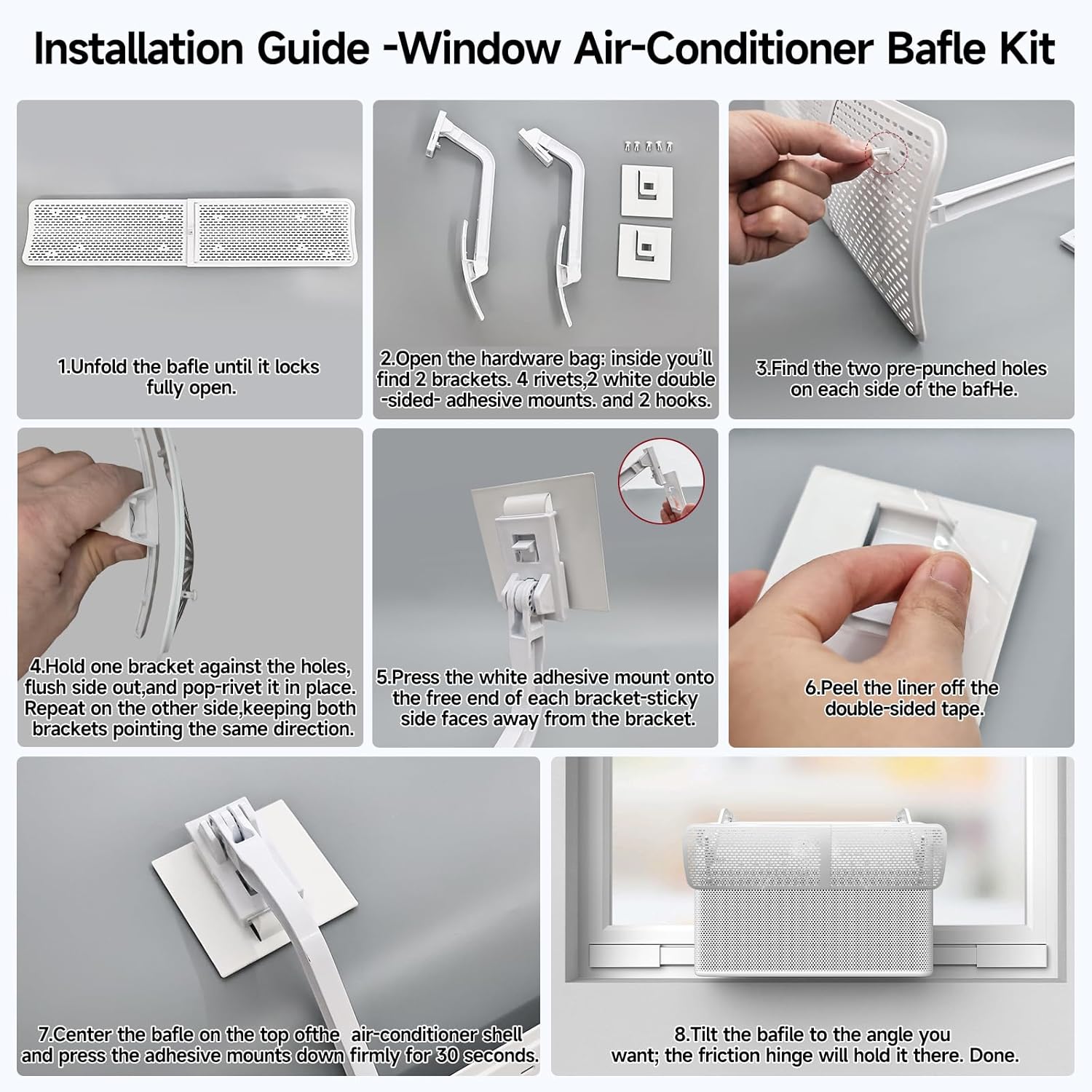 Adjustable AC Air Deflector, AC Vent Deflector, Direct Airflow Prevention, Extends 17.5" to 28.5" Length,Fits Most Window AC Air Conditioners
