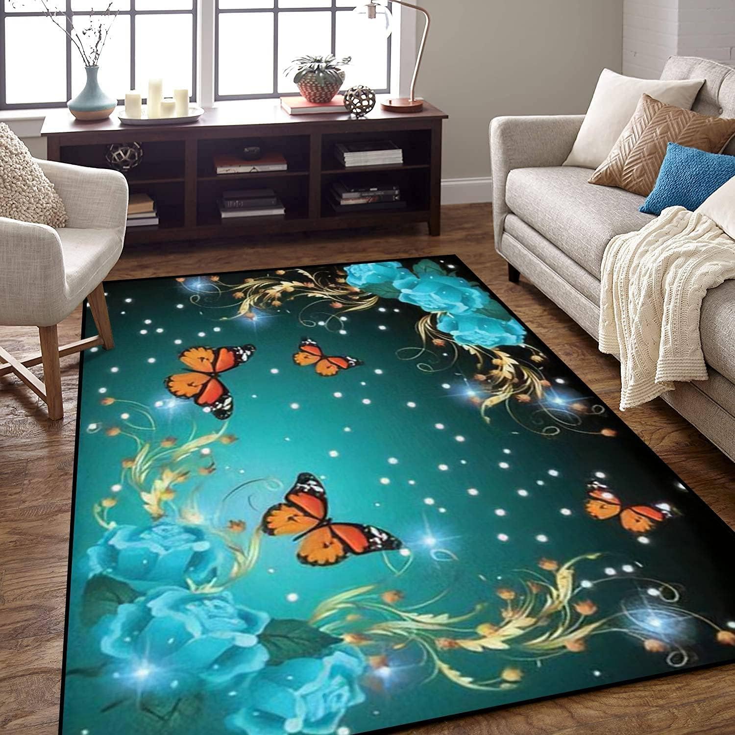 Tapis imprimé 3D grand format 160 x 230 cm tapis moelleux lavable