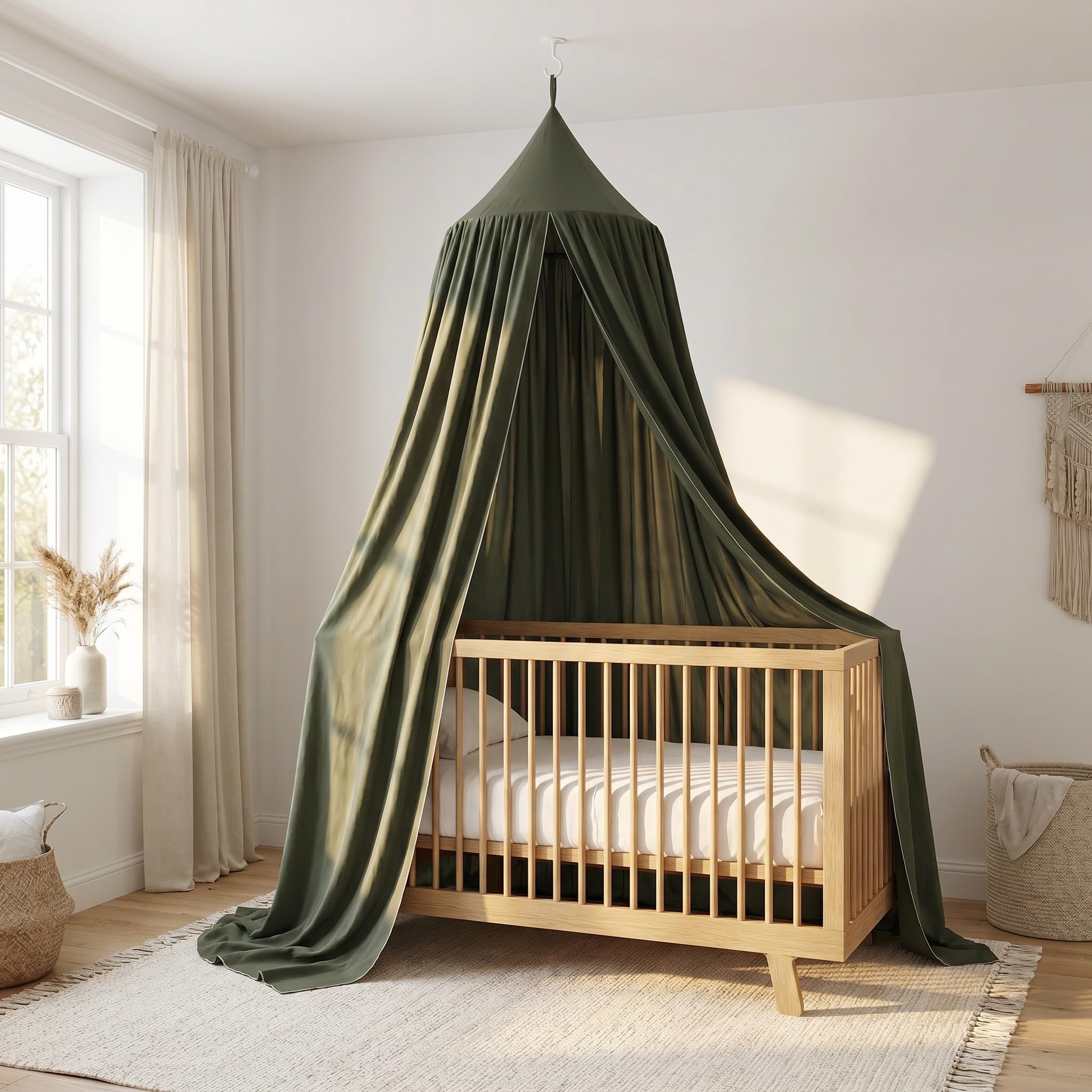 Cabilock Dosel Infantil Redondo de Cúpula para Cuna, Poliéster Lavable