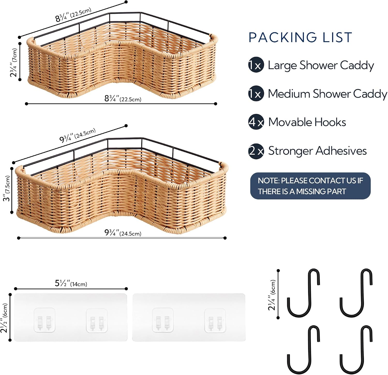 GRANNY SAYS Corner Shower Caddy Adhesive, Wicker Shower Organizers image 2