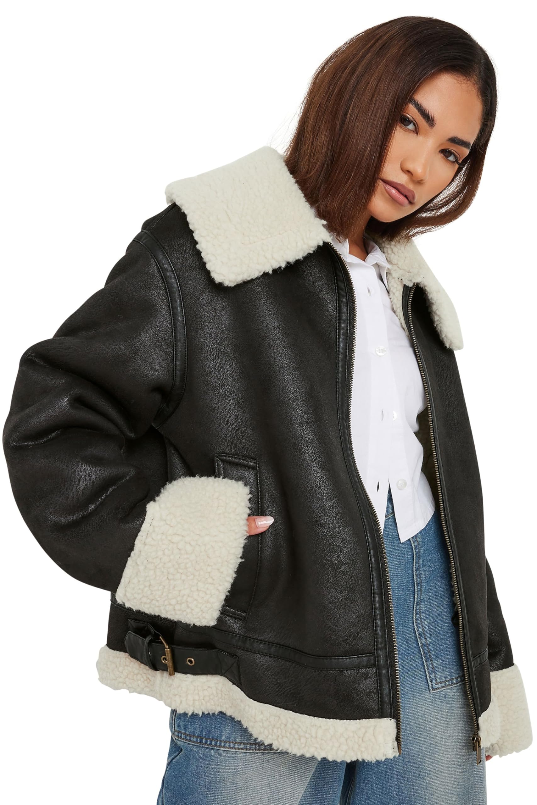 Pixiegirl Women's Black Petite Aviator Jacket Size 10