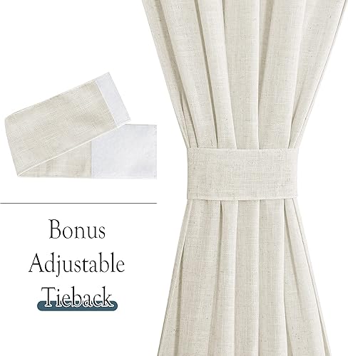 Miniatura 4 de PONY DANCE Cortinas de puerta de 80 pulgadas de largo, mezcla de lino natural, persianas francesas para puerta de vidrio, 25 x 80 pulgadas, color