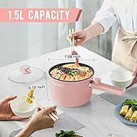 Vista 3 de TopWit Olla Caliente Eléctrica, 1.5L Olla de Ramen, Sartén Eléctrica Portátil Antiadherente, Olla Eléctrica para Pasta, Bistec, Libre de BPA, Olla