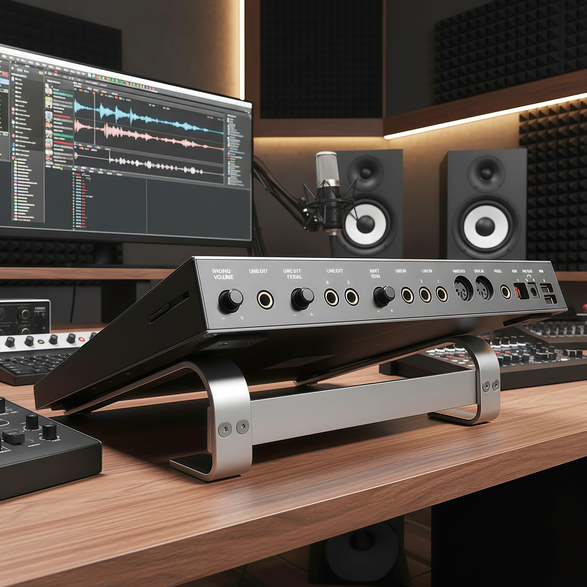 Musiin Supporto di raffreddamento portatile per controller drum in alluminio, compatibile con NI Maschine Plus MK3/Ableton Push 3 (argento)