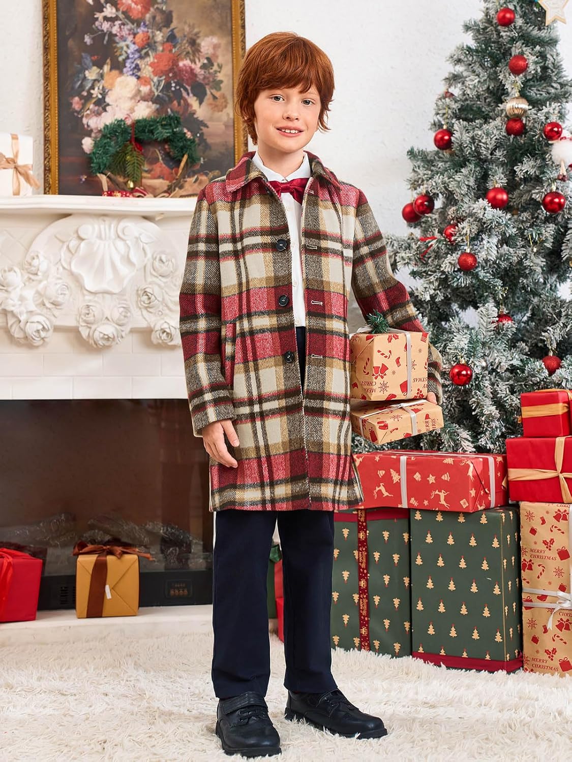 Stylish Holiday Plaid Coat for Boys