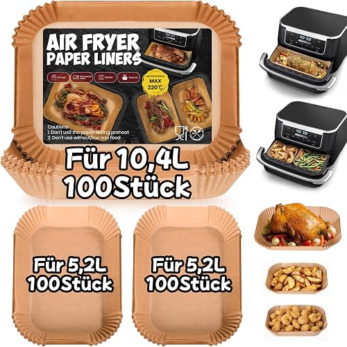 300 Stück Backpapier für Ninja Foodi 10,4L Heißluftfritteuse Dual Zone