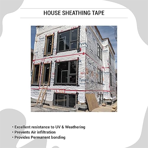 Miniatura 6 de Tuck Tape Cinta de revestimiento de construcción, cinta de resina epoxi, 2.4 in x 180 ft (rojo) Easy Tear
