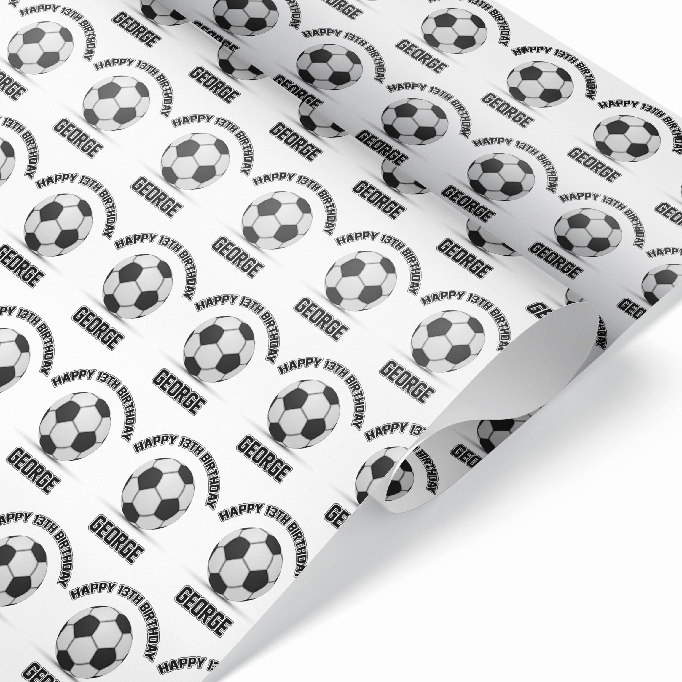 Personalised Football Wrapping Paper | Custom Name & Age Soccer Gift Wrap for Birthdays | 61cm Wide Roll | Kids Football Fan Present Wrap | Gift Wrap 4 U