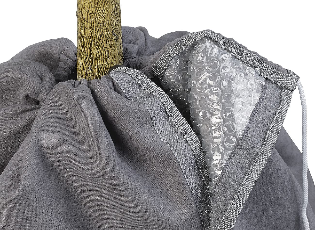 Royal Gardineer Abdeckhaube: 2er Set XL-Thermo-Topfschutz für Pflanzen,70x65cm,Drainage,anthrazit (Kübel Winterschutz, Frostschutzvliese, Gewächshaus)