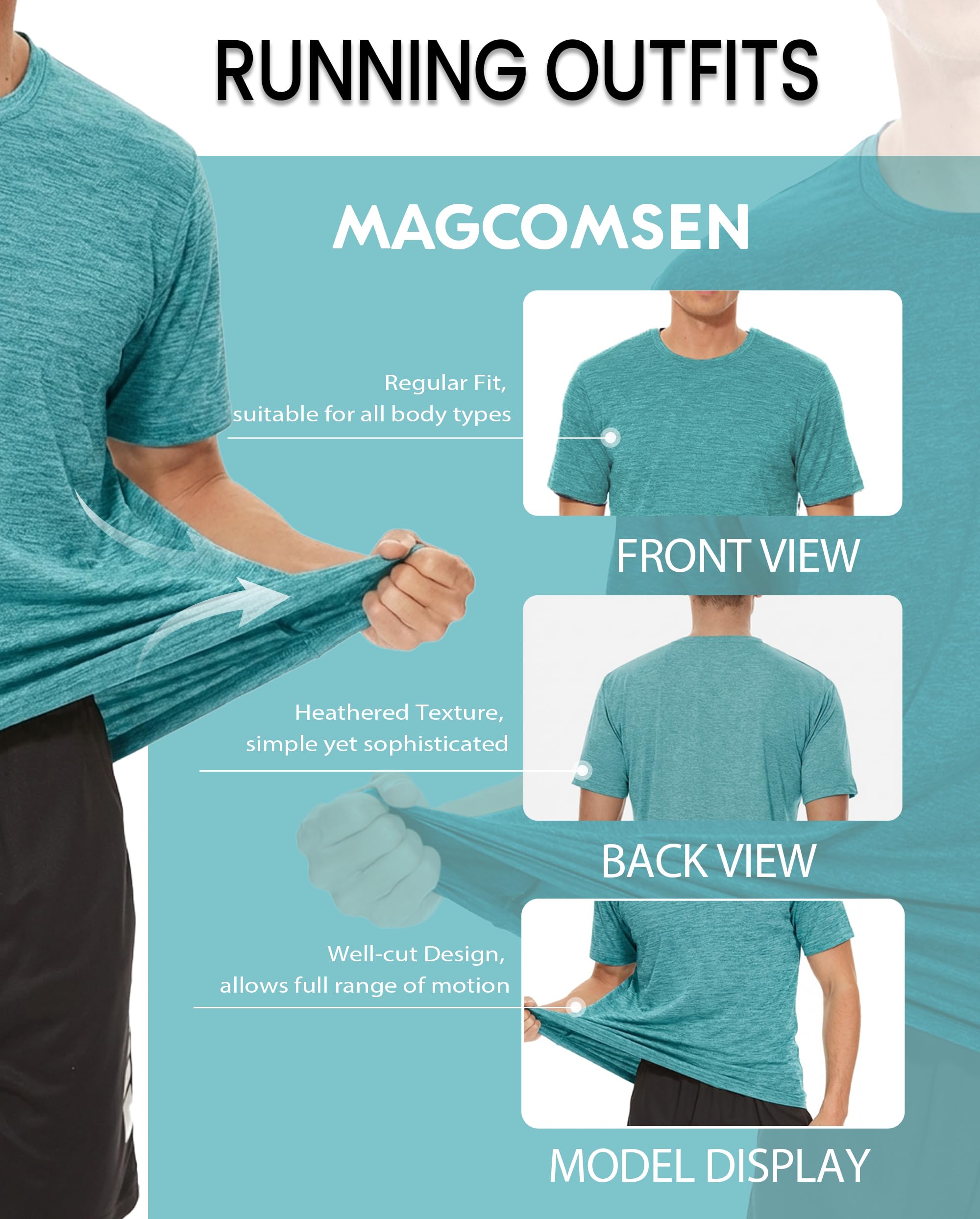 MAGCOMSEN Camisetas Manga Corta Hombre Secado Rápido Ligeras para Gimnasio Entrenamiento Running Deportiva Transpirable Fitness Ropa — view 4