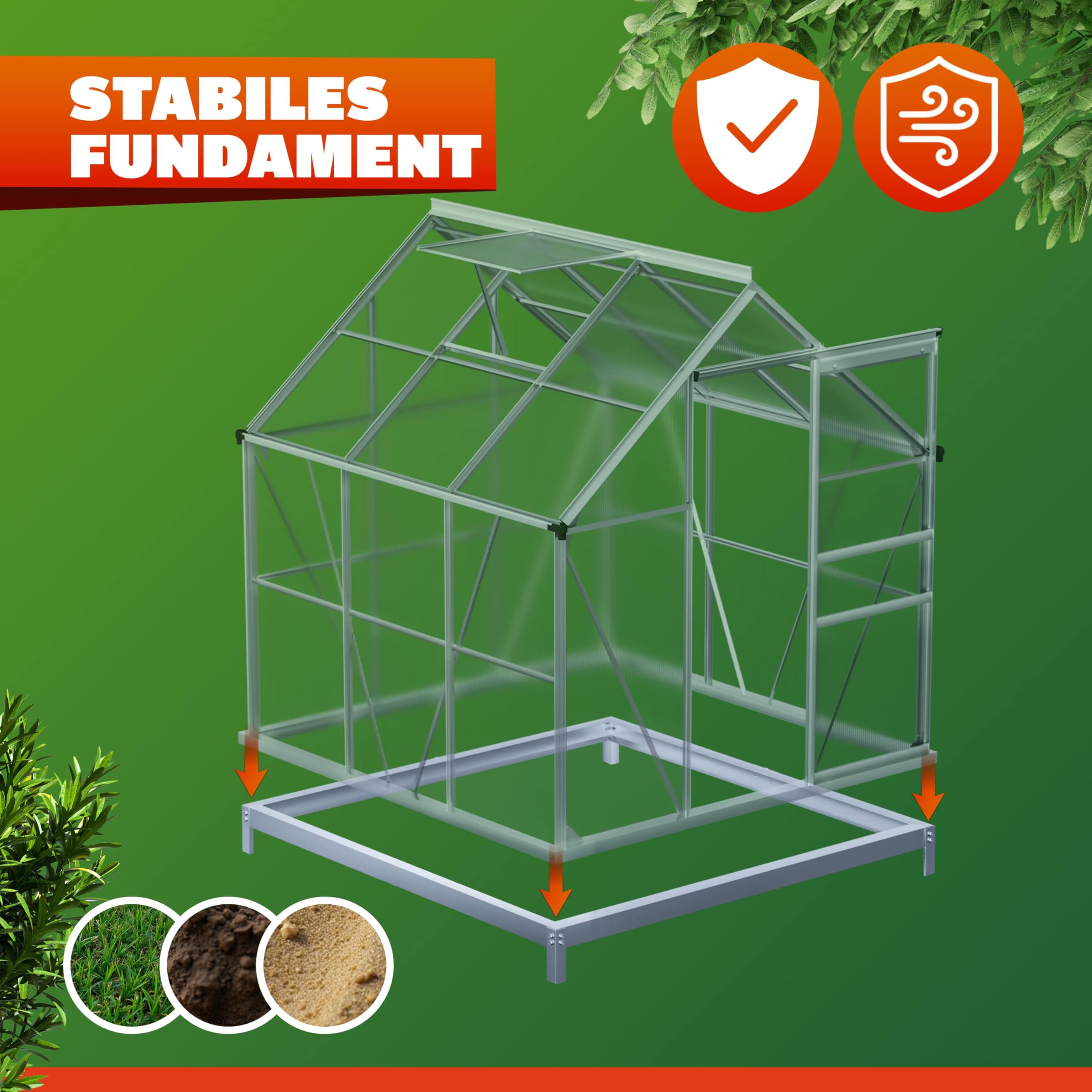 Gardebruk® Base per Serra fondamenta per Serre acciuaio zincato Telaio Base Materiali di Montaggio Fissaggio al Suolo, Modello: