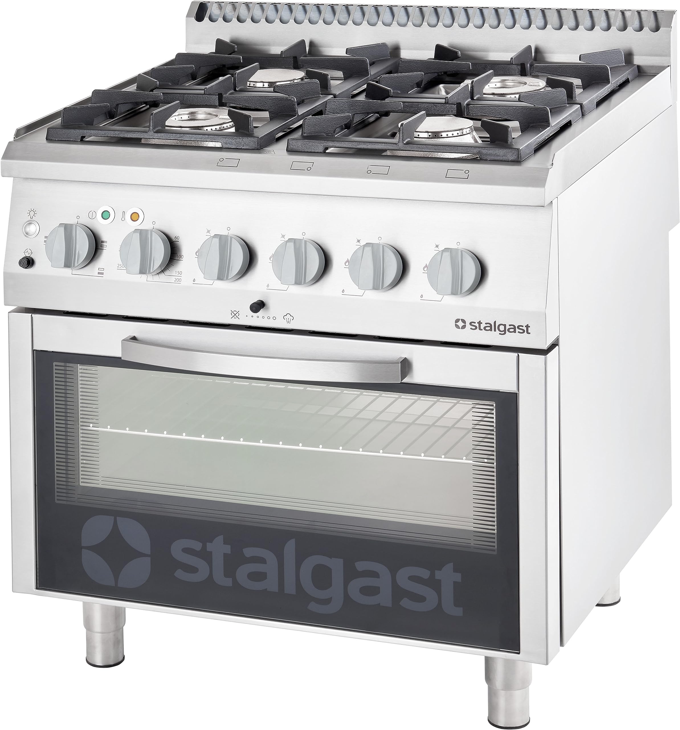 Fourneau à Gaz 4 Brûleurs (2x2.5 + 2x7) avec Four Électrique - G20 ou G30 - Stalgast