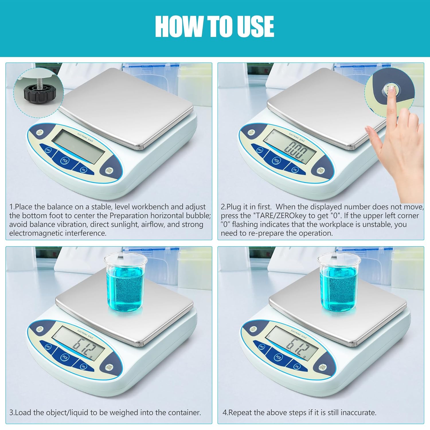 CXRCY High Precision Lab Scale 6000g x 0.001g, Analytical Electronic Balance with 11 Unit Conversion. Portable Gram Scale for Jewelry, Kitchen, Scientific & Scientific Use