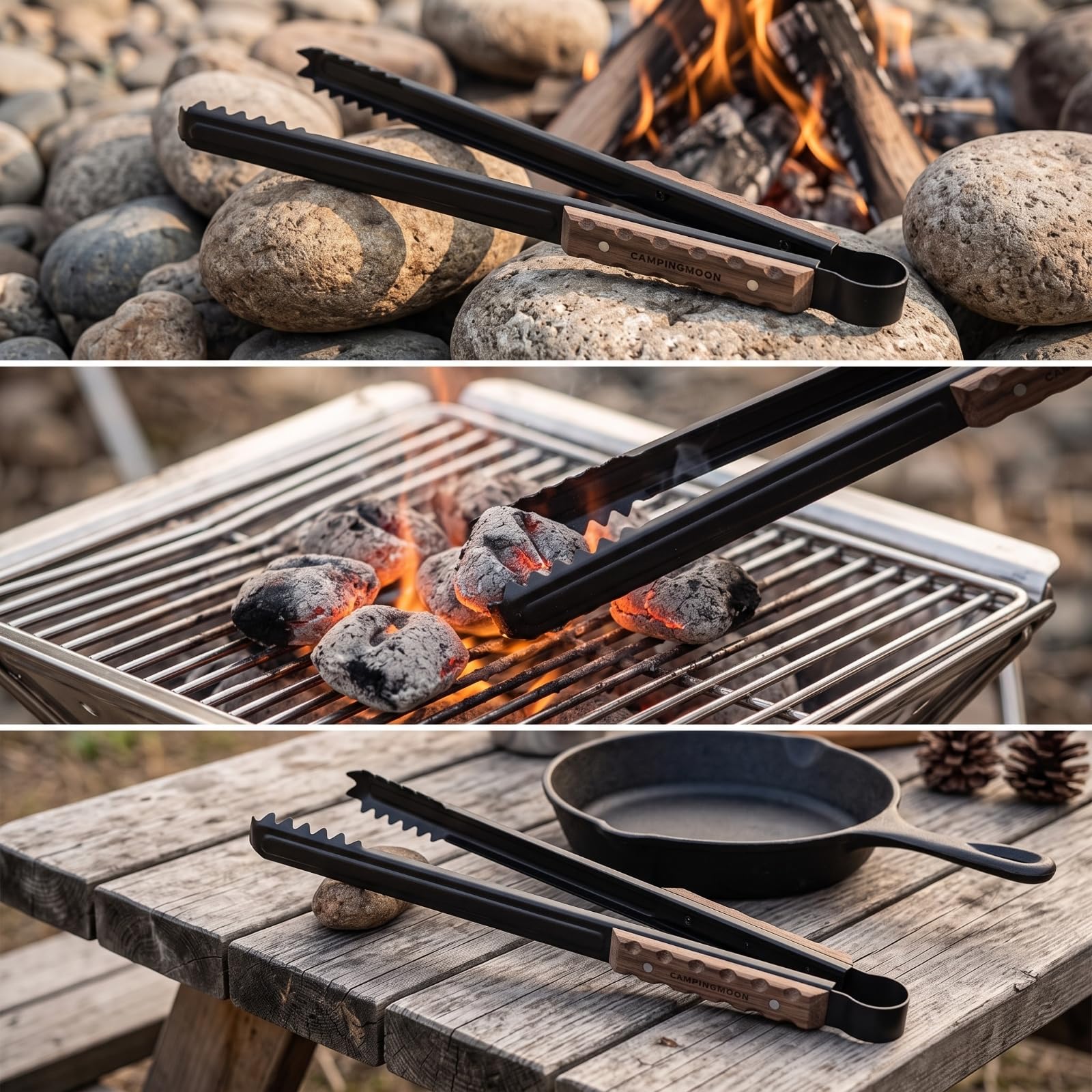 Pinza per Carbone Resistente Al Calore | Lunga, Pinza per Barbecue, Antiscivolo, Pinze, Campeggio