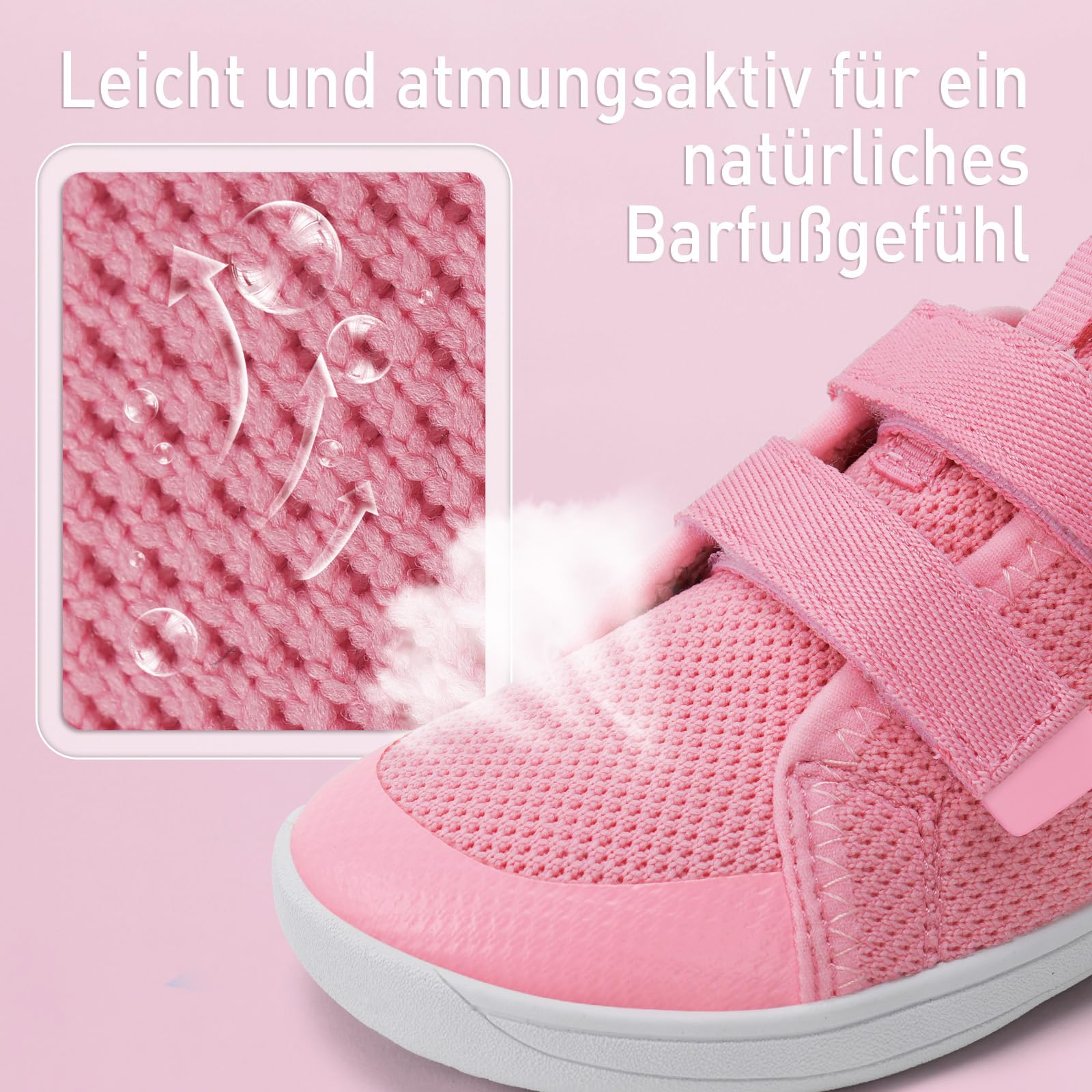 IceUnicorn Kinder Barfußschuhe Breite Zehenbox Jungen Mädchen Hausschuhe Minimalistische Outdoor Traillaufschuhe Walking Schuhe(Pink, 27EU Weit)