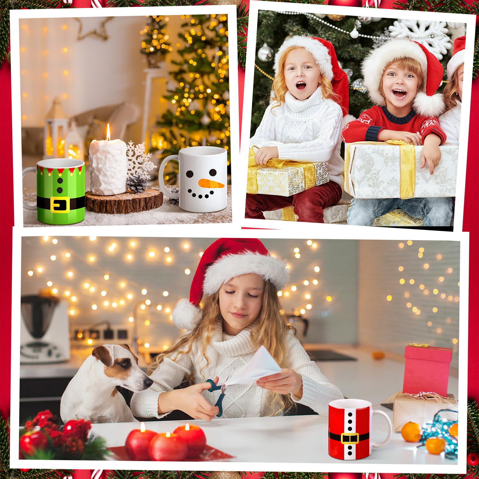 4 Stück Weihnachtstassen-Set Schneeflocke Weihnachtsmann Elf Schneemann Tassen Weihnachten Kaffeetasse 12 oz Weihnachtstasse Bulk Weihnachtsgeschenk für Kinder Frauen Männer Weihnachtsgeschenke