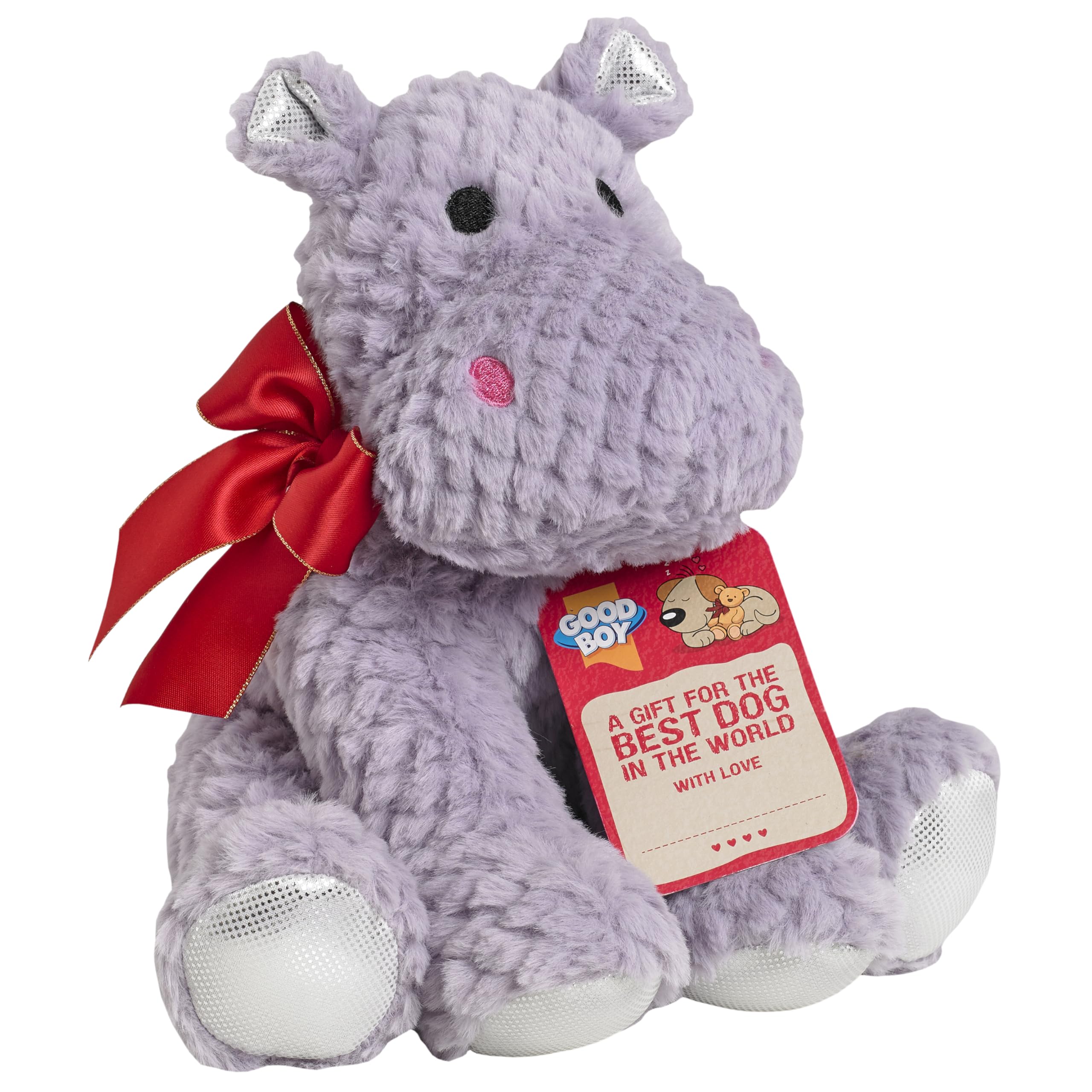 GOOD BOY SOFT & SQUEAKY GIFT HIPPO SOFT & CUDDLY FESTIVE PLUSH DOG TOY