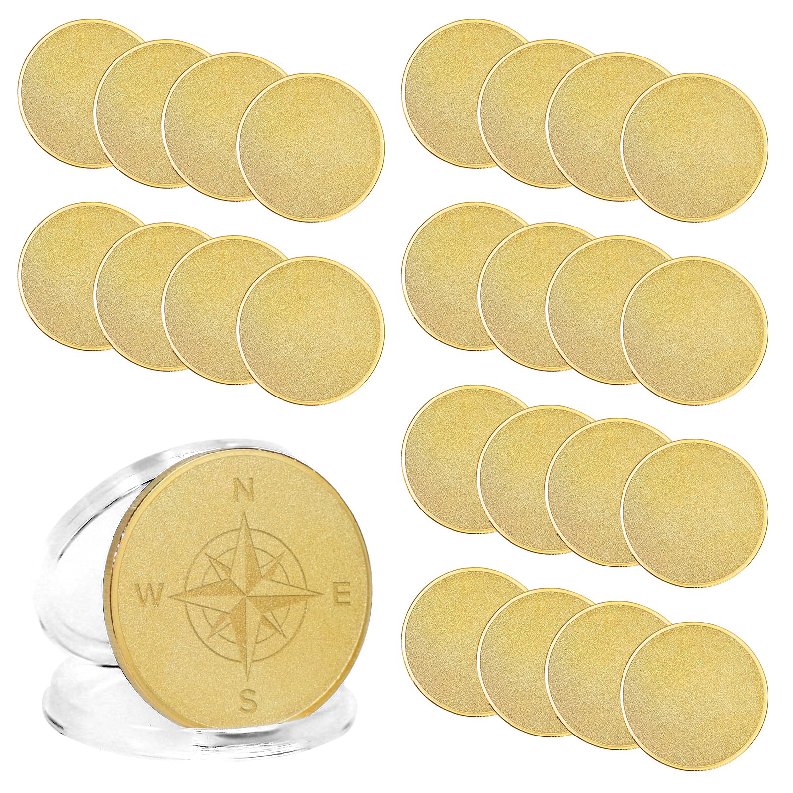 25 Pack Blank Challenge Coins for Engraving, 40 mm Brass Coin Blanks Bulk