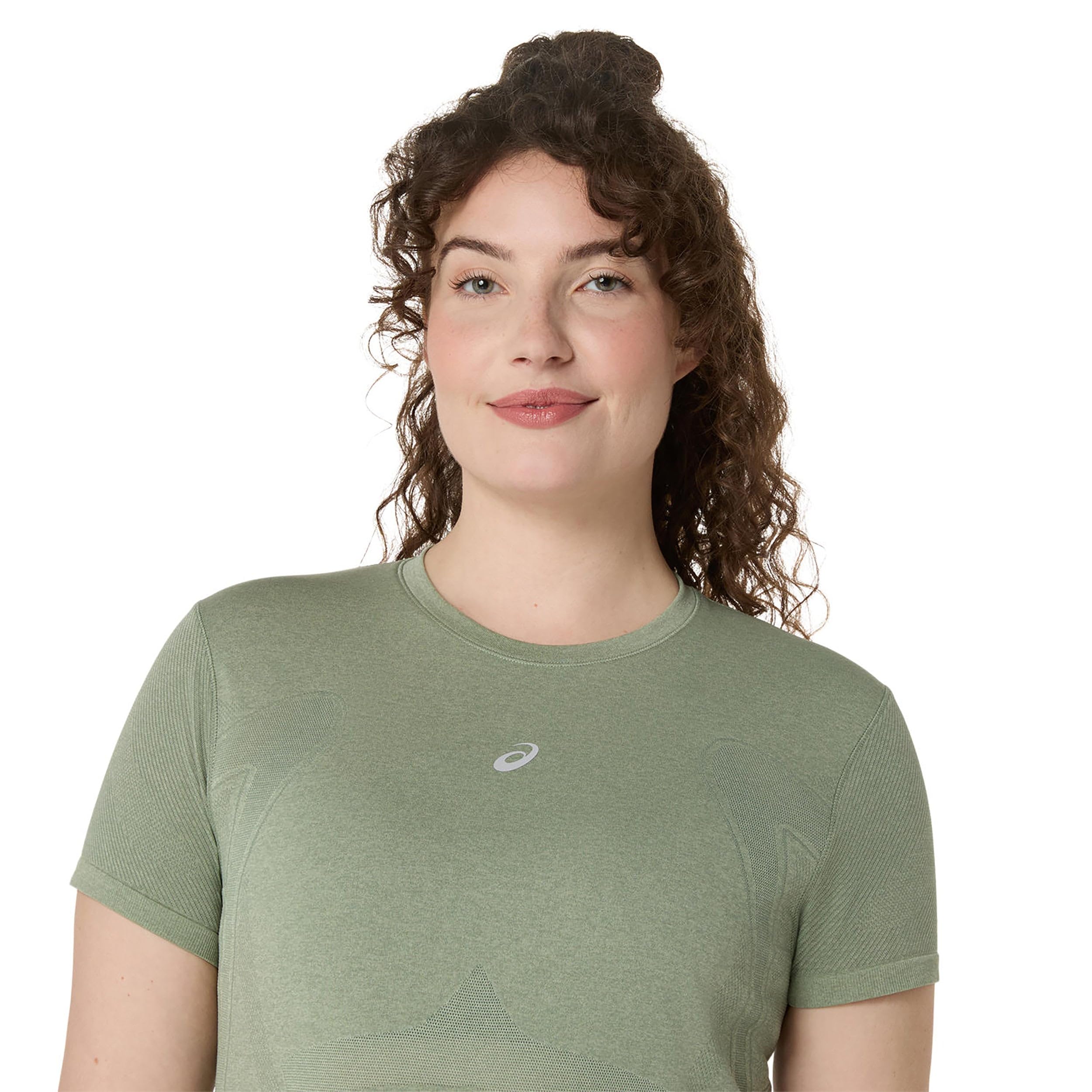 ASICS Road Seamless Laufshirt Damen grau - Lichen Rock/Monument Blue M