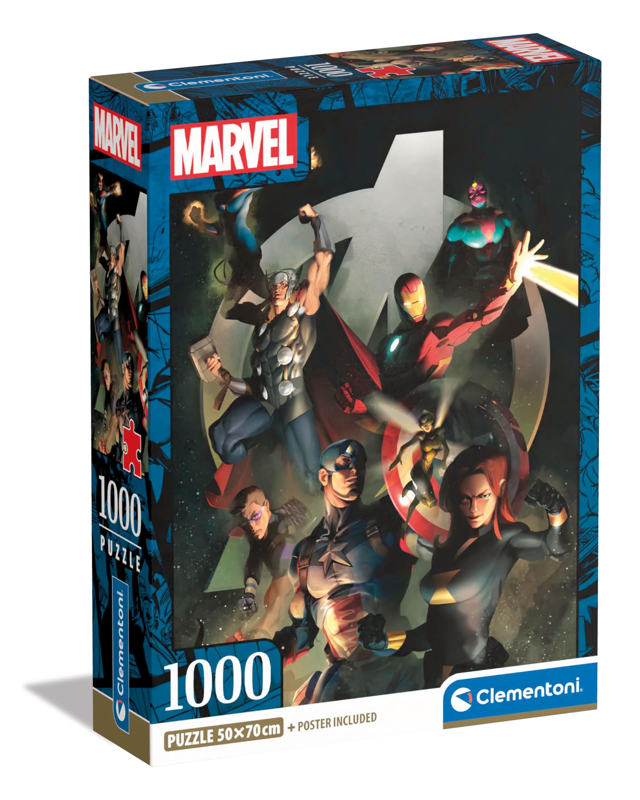 Clementoni Jigsaw Puzzle Marvel Avengers 1000 Pieces - Puzzle For Adults 14-99 Years, Poster Included, Gift For Men/Women, Superheroes, Made In Italy, 39809