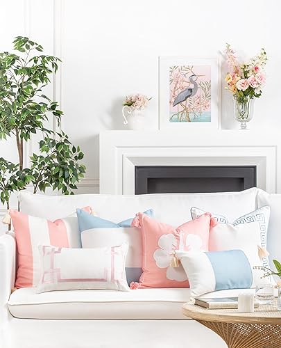Miniatura 9 de Hofdeco Premium Funda de almohada Coastal Patio para interiores y exteriores, 20 x 20 pulgadas, repelente al agua para patio trasero, sofá, rosa