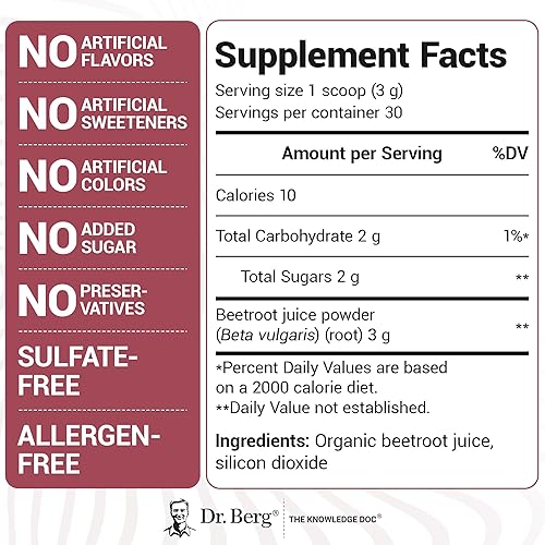 Miniatura 5 de Dr. Berg Polvo de remolacha orgánica cruda de remolacha cultivada en tierra real  Polvo de raíz de remolacha orgánica certificada por USDA para