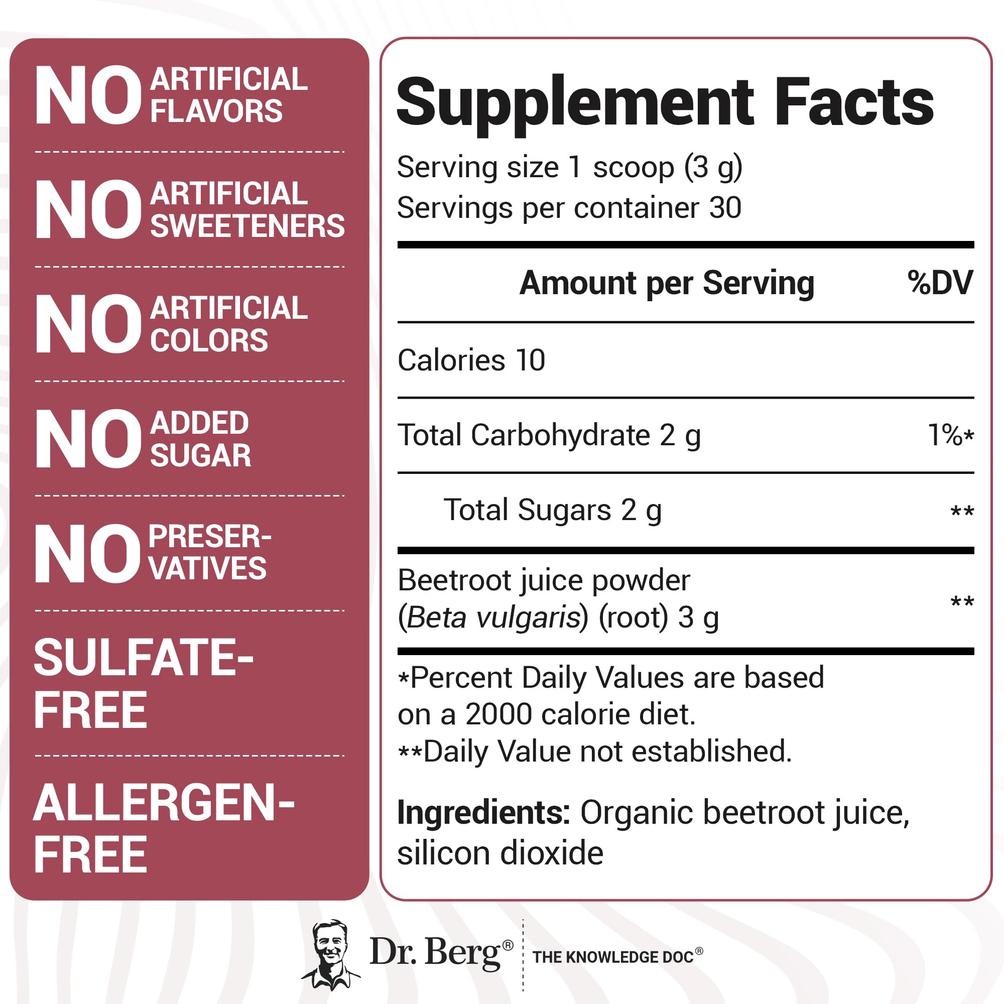 Dr. Berg Raw Organic Beet Powder from Real Earth-Grown Beets – USDA Certified Organic Beet Root Powder to Support Nitric Oxide Levels, Energy, Blood Flow, & Heart Health* – 30 Servings — Amazon image 5