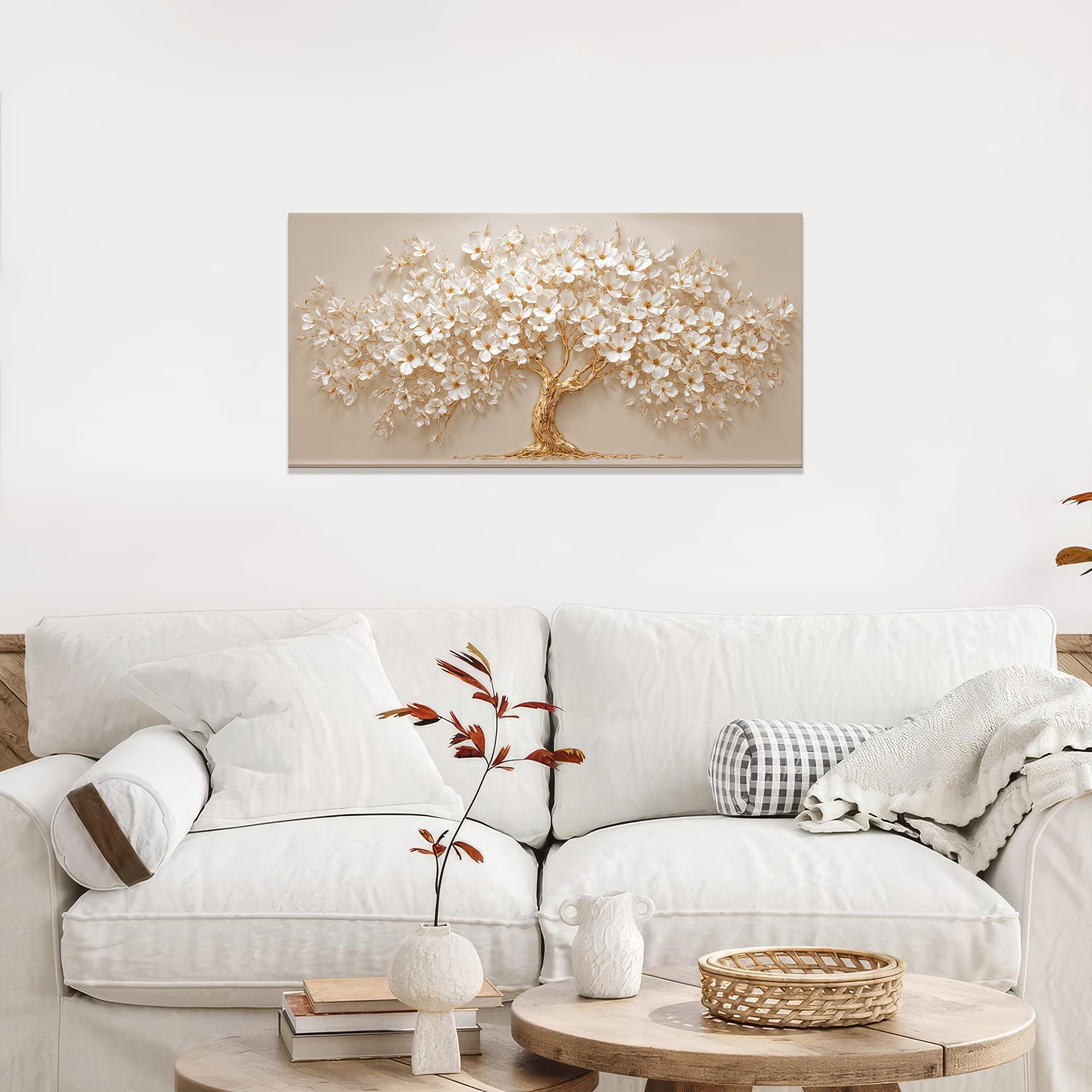 Aefouu No Frame Modern Wall Art Nature Tree Of Life Wall Art Prints Minimalist Elegance Canvas Pictures For Living Room Aesthetic Artwork(30X60cm/12X24in/Frameless)