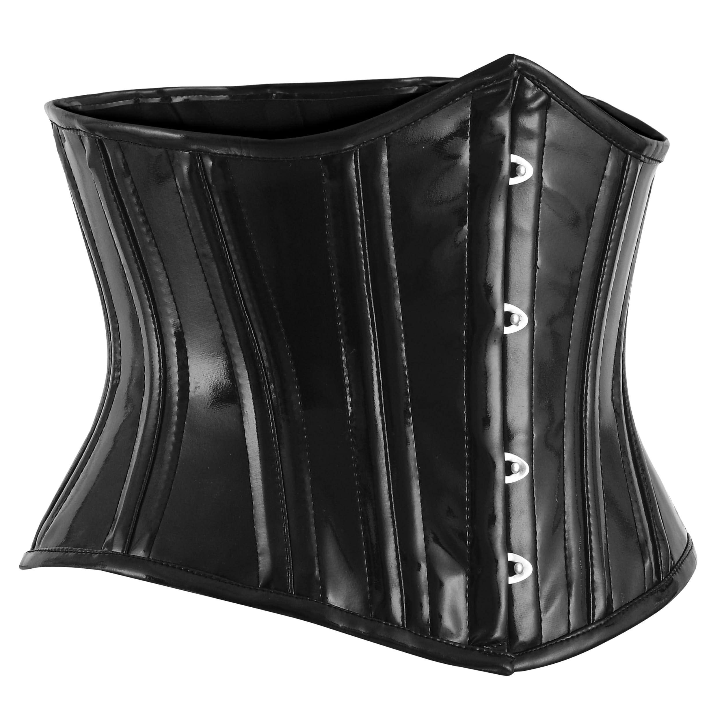 BIDMOOR Corset - Underbust Corset 2 Layer Steel Boned Corset Heavy Duty Waist Trainer, Hourglass Body Shaper, Black-pvc, XL
