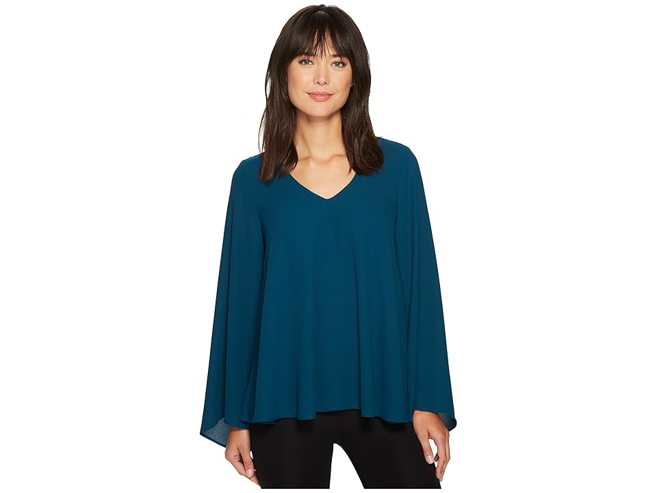 

Karen Kane V-Neck Flare Sleeve Top (Teal) Women's Clothing