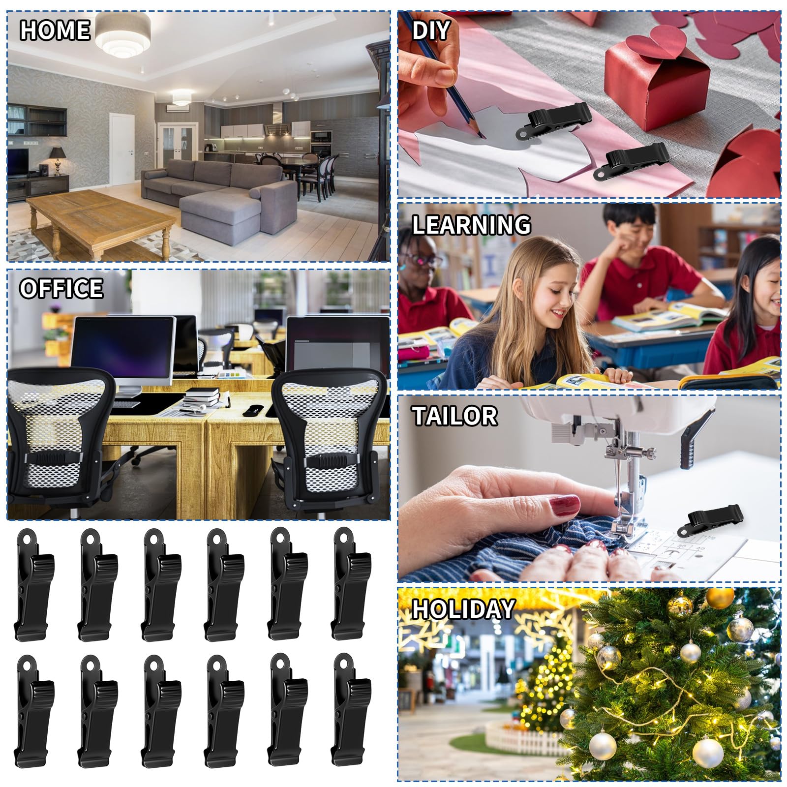 12-Pack Mini Alligator Clips - 0.7 Inch Small Metal Spring Clamps For Crafts & Organization