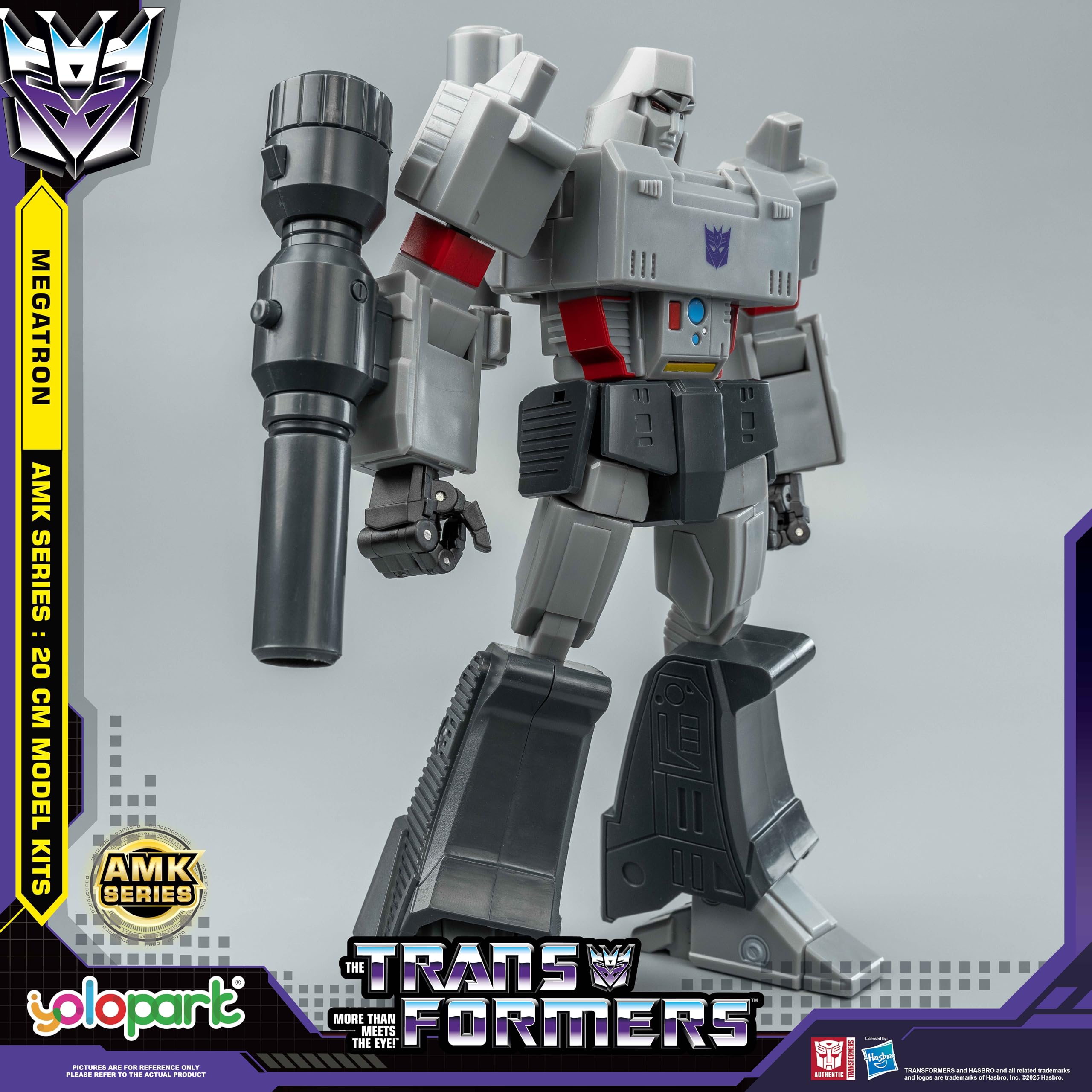 YOLOPARK Megatron Transformer zabawki, seria AMK, 20 cm, wysoce przegubowe figurki akcji Transformers G1 z bronią, dla dorosłych, chłopców i dziewcząt, bez przekształcania