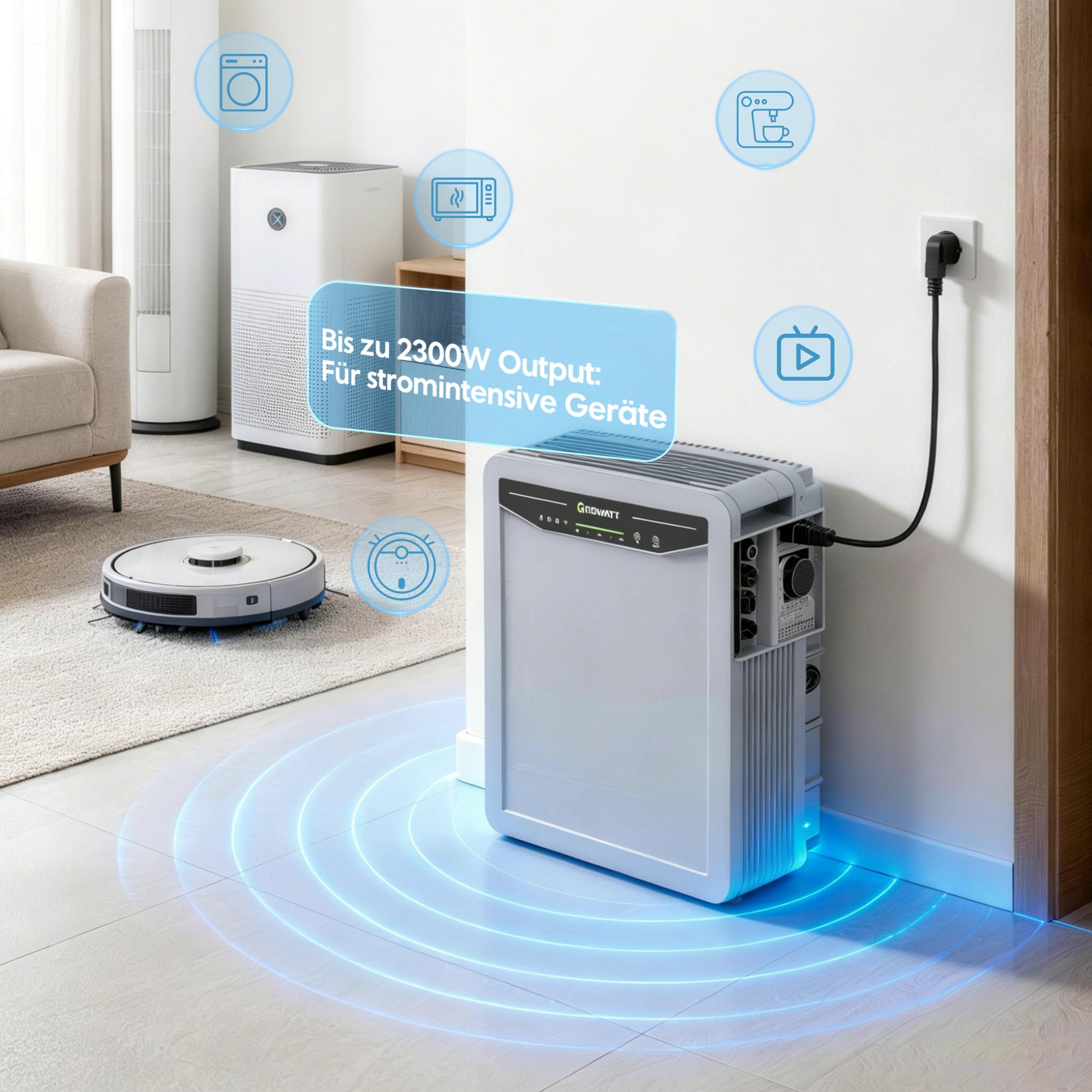 Marstek Venus-E - Memoria centrale elettrica da balcone, 5,12 kWh per centrali elettriche da balcone AC accoppiata con memoria solare all-in-one (Venus-E)