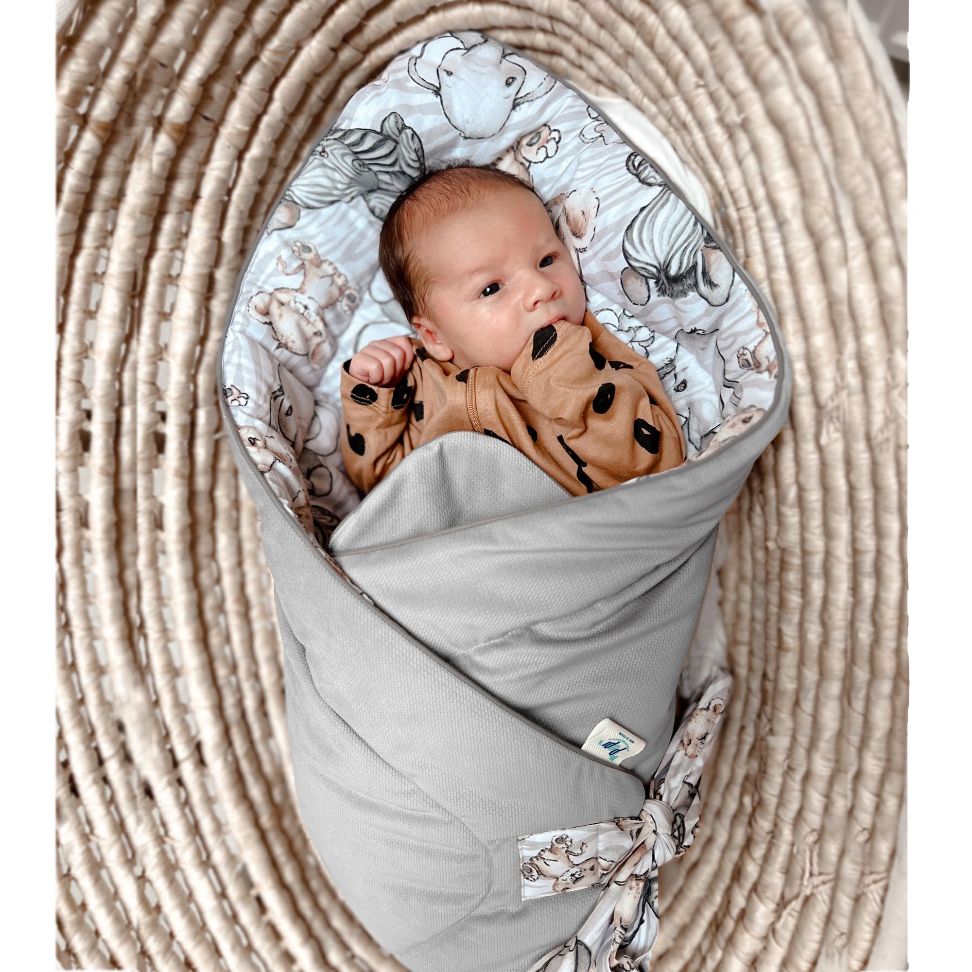Pepi - Babynestchen Set Babynest 2in1 - Kegel aus 100% Baumwolle und Samt- Schlafsack Baby Abdeckhaube - Pucksack Baby Pucktuch - Pucktuch Baby - cottone&Velvet (Hummingbird Old rosa)