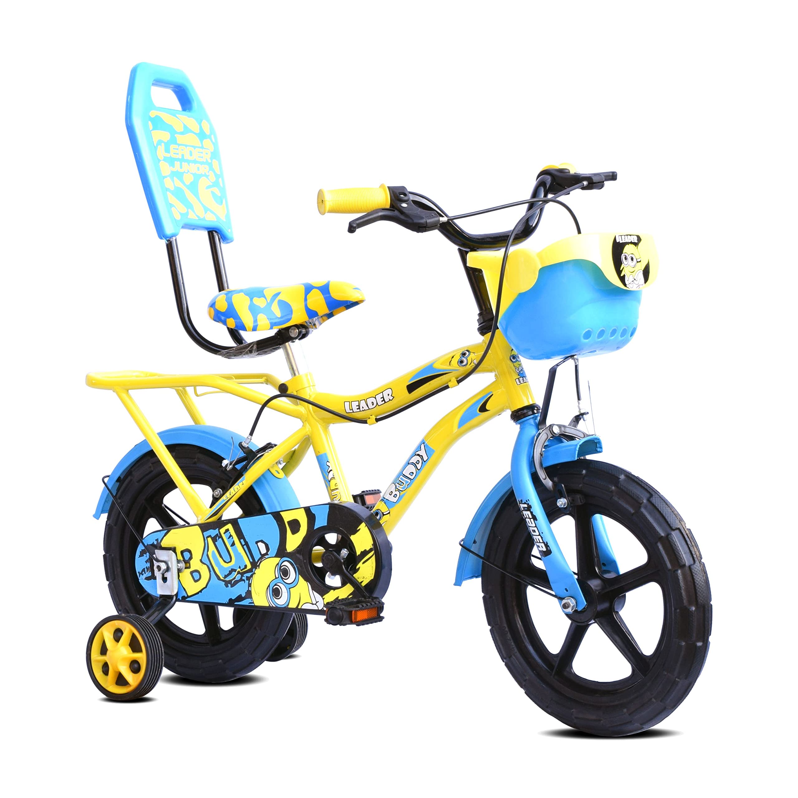 Leader Buddy Kids Cycle 14T with Training Wheels (SEMI-Assembled) for Boys and Girls Ideal for Age Group 2-5 Years | Frame: 8 Inches (14T, Neon Yellow_Pantone Blue) (B0BY2PNS5K) Amazon Price History, Amazon Price Tracker