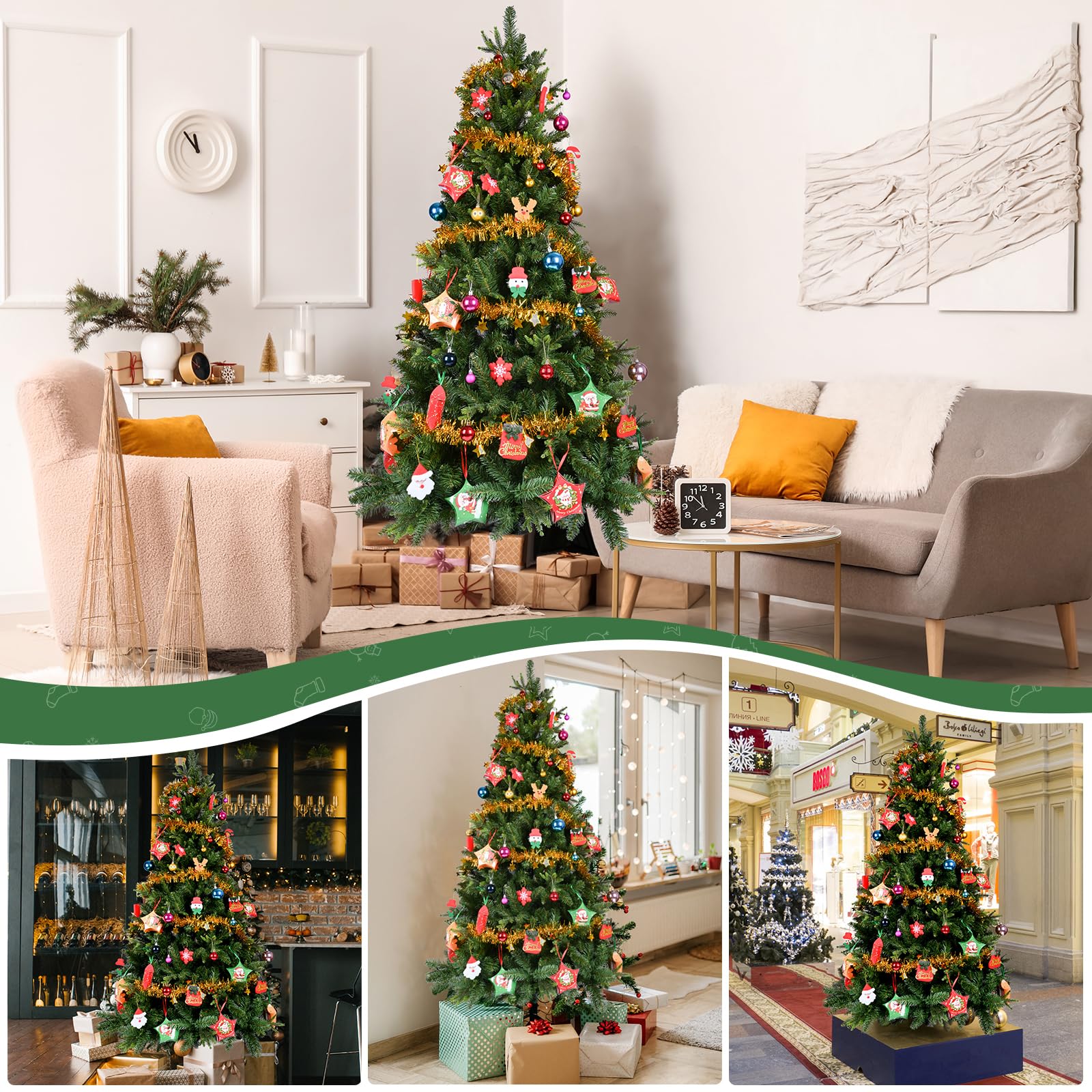 YEAUPE PRO Sapin de Noël Artificiel 170 cm avec 800 Pointes, PVC + PE | Support Métallique Robuste incluant Un Ruban Décoratif de 9 m | pour Intérieur et Extérieur